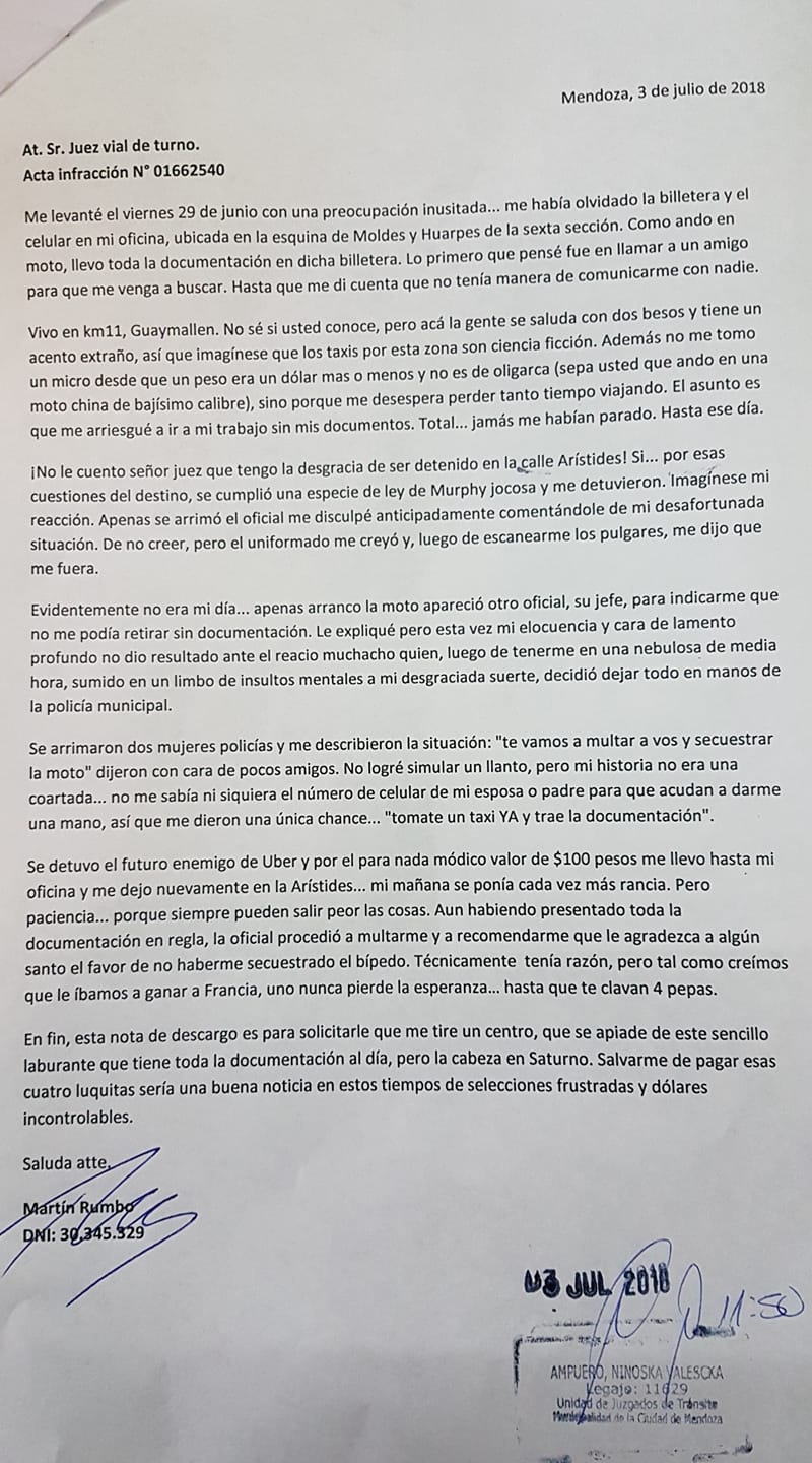 Carta Para Un Juez